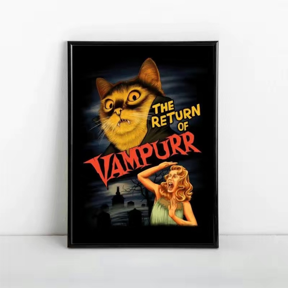 1 Pc Art Canvas Print Vampire Cat “The Return Of Vampurr” 11.8x16.5inch Frameles
